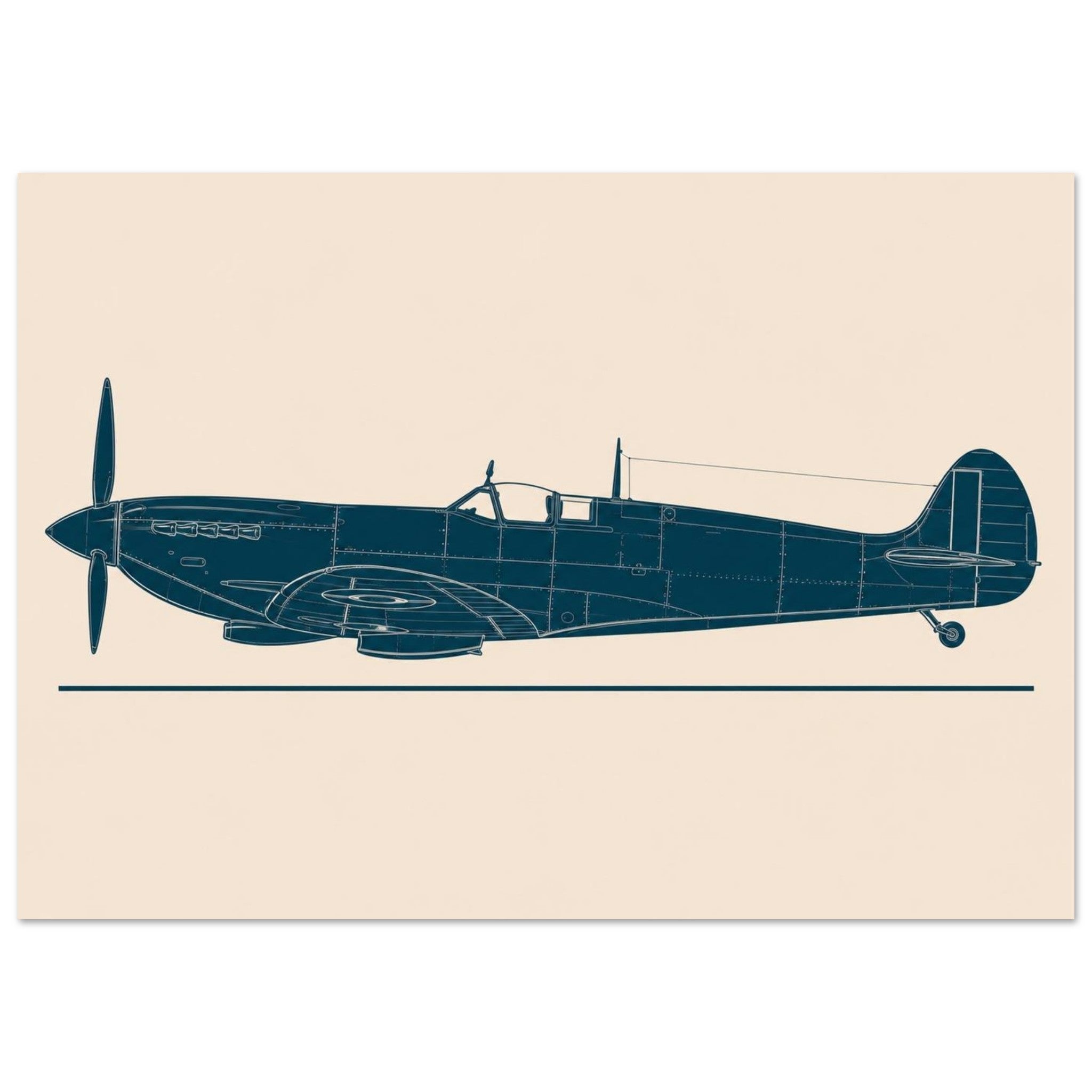 Minimalist fine-art print of the Supermarine Spitfire fighter aircraft by Echoes of Motion