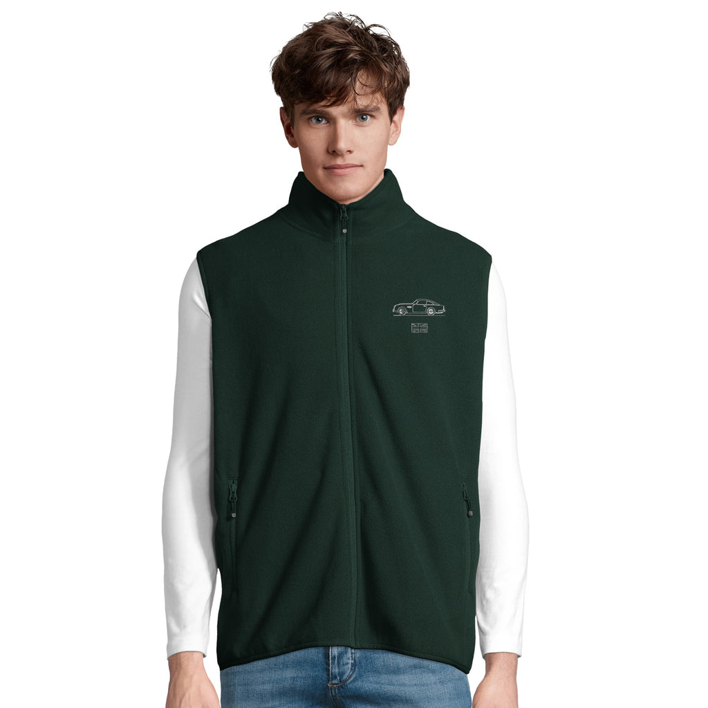 Aston Martin fleece bodywarmer with full zip and minimalist artwork by Echoes of Motion