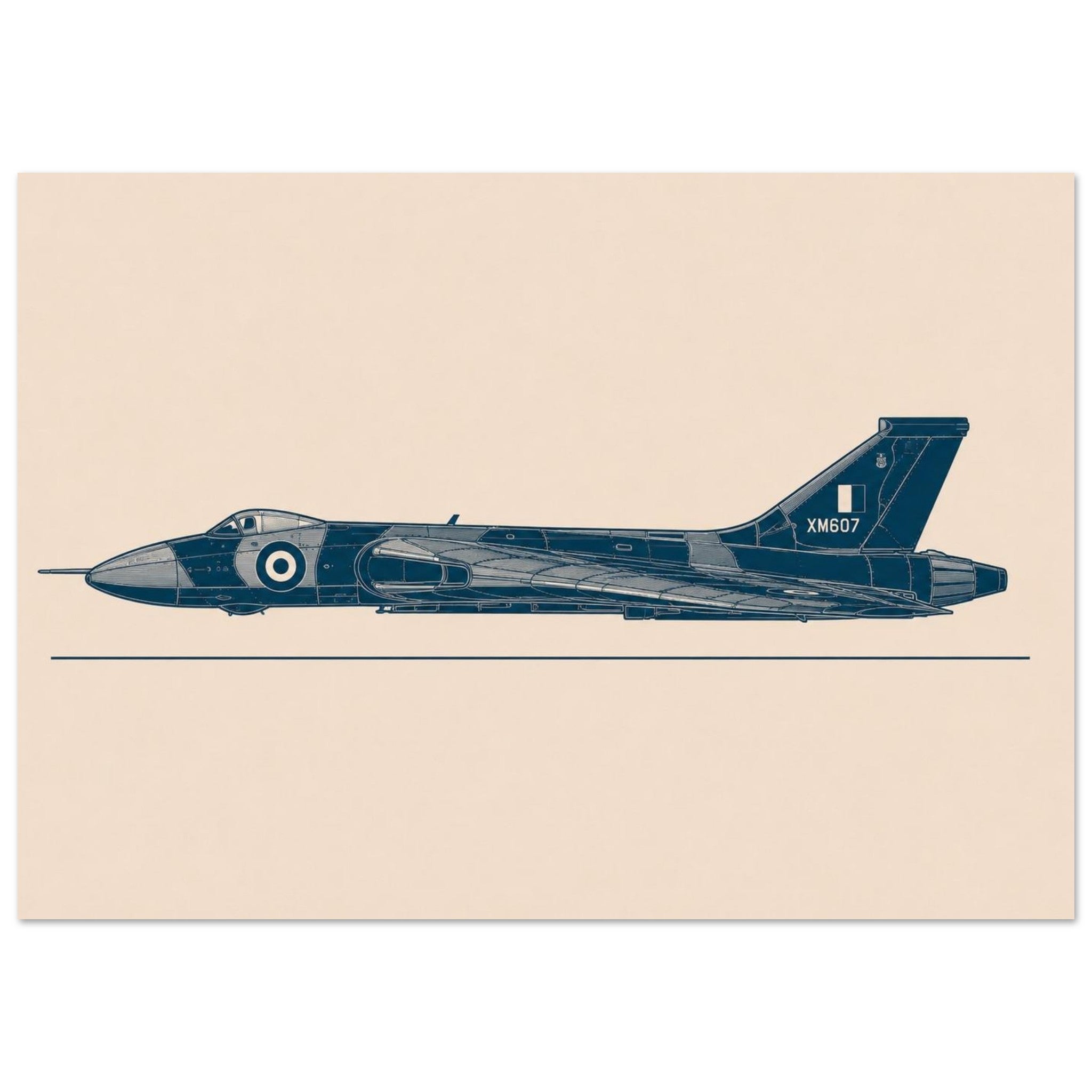 Minimalist fine-art print of the Avro Vulcan delta-wing bomber by Echoes of Motion