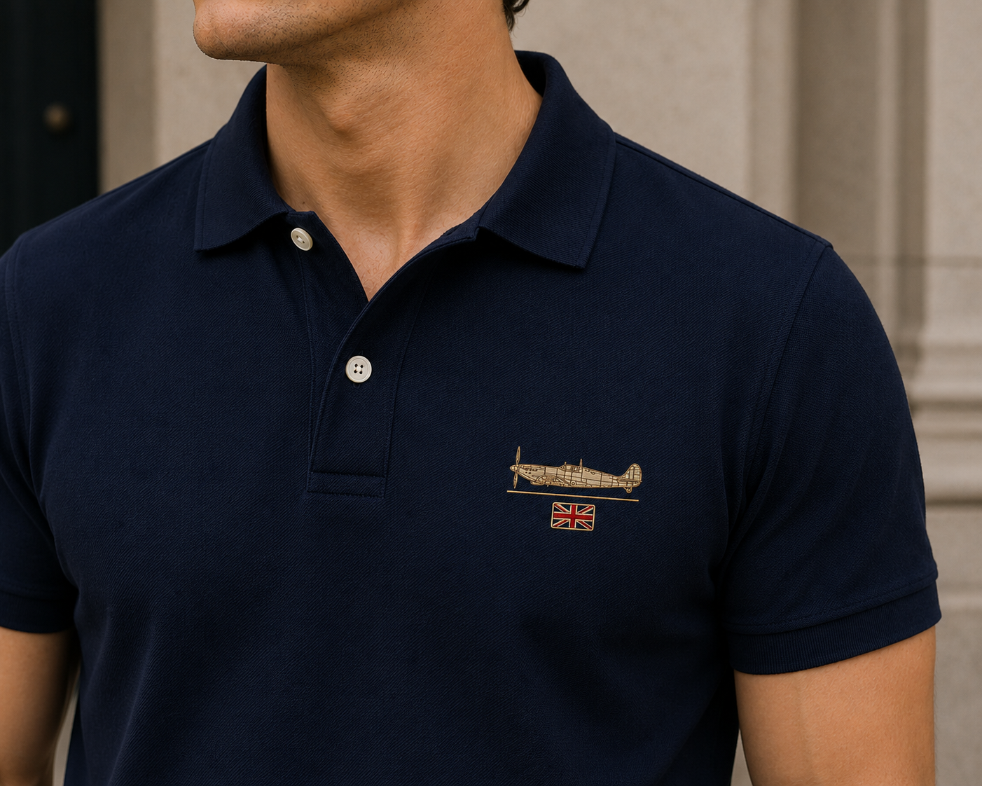 Echoes of Motion – Supermarine Spitfire Embroidered Polo Shirt