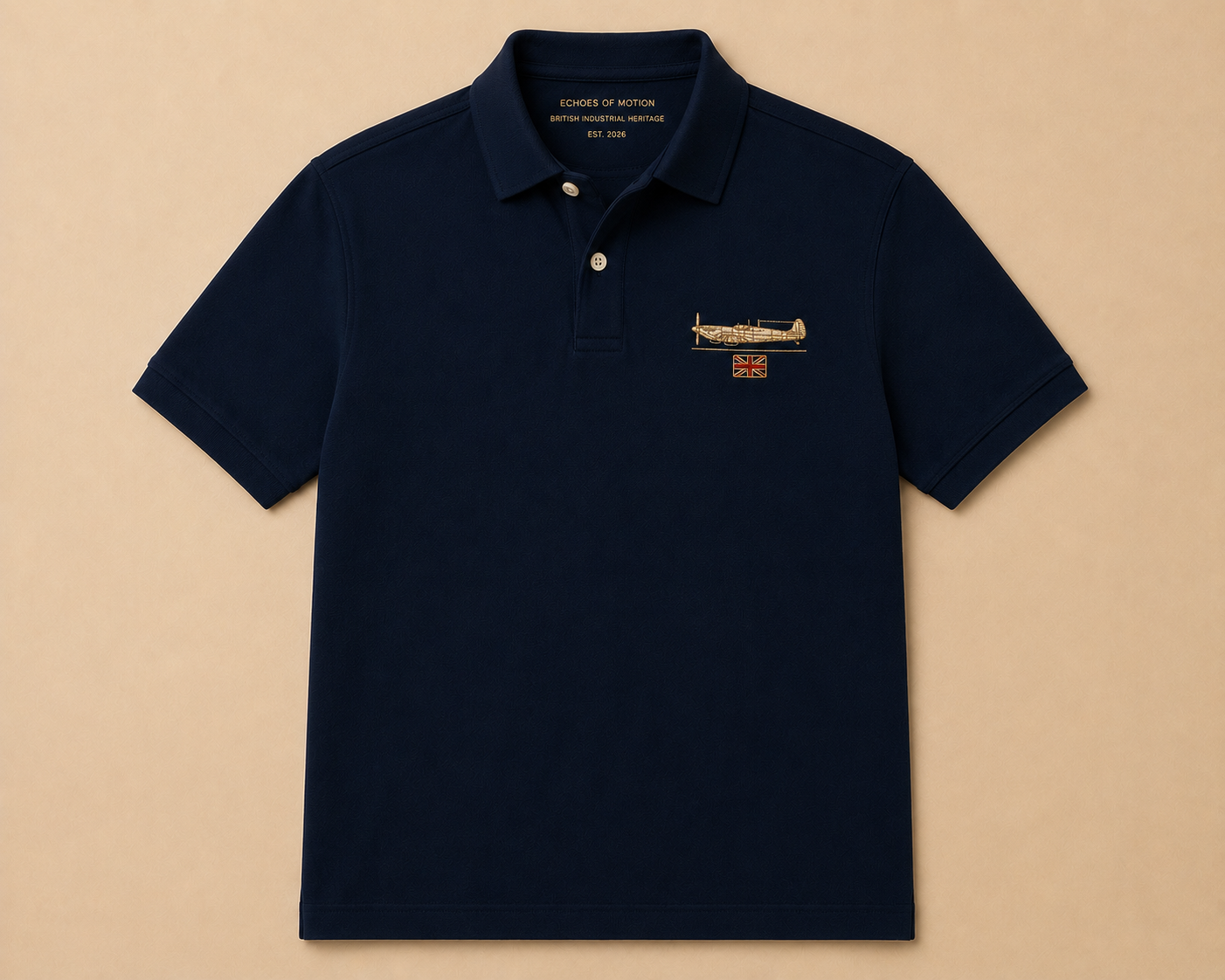 Echoes of Motion – Supermarine Spitfire Embroidered Polo Shirt