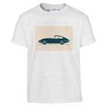 Children's cotton T-shirt with minimalist Jaguar E-Type artwork by Echoes of Motion