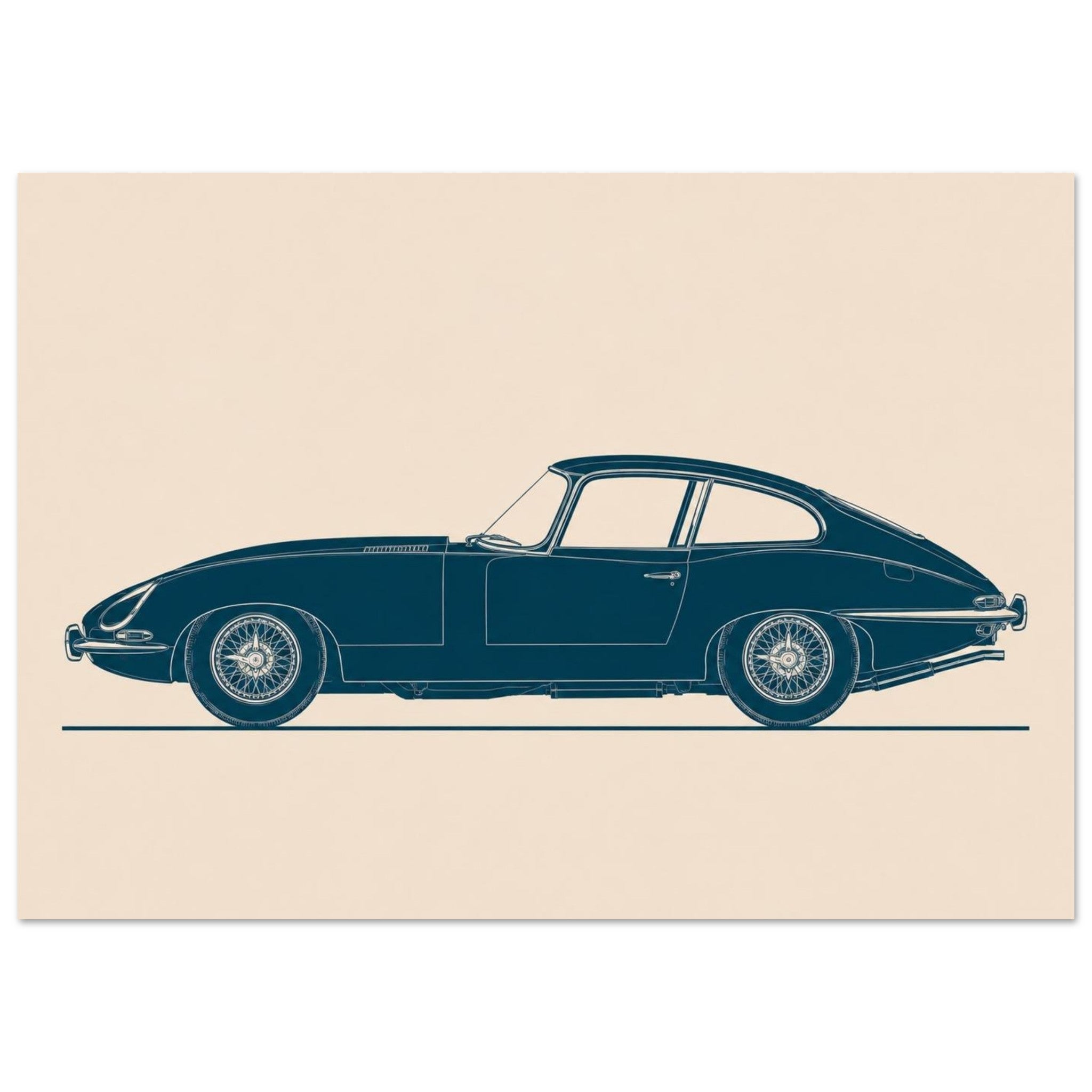 Minimalist fine-art print of the Jaguar E-Type sports car by Echoes of Motion